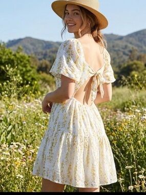 Jessica Simpson tie open back floral dress xs